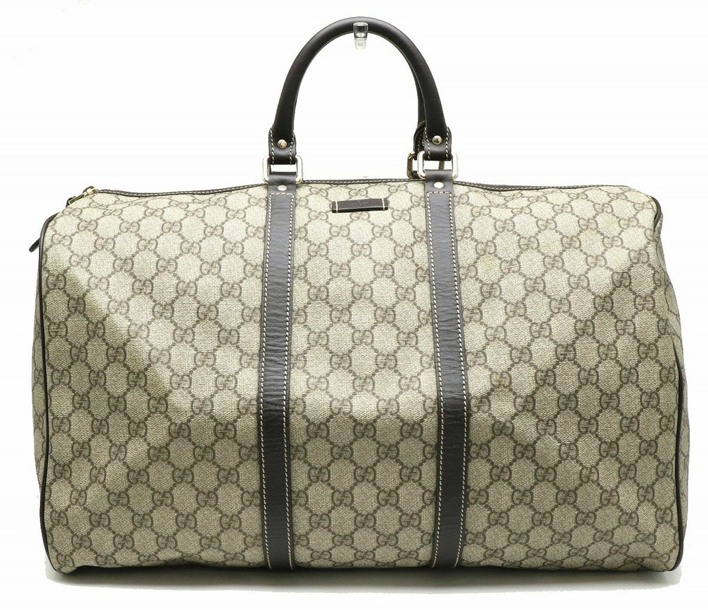 Gucci GG Plus Handbag Boston Bag Leather Beige Brown Cream